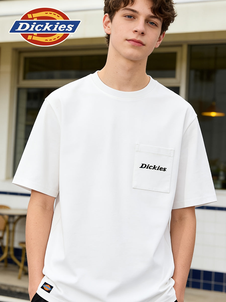 Lisheng Yue Selection DICKIES International Brand Men's Short-Sleeve T-Shirt, Summer 2026 New Style, Cooling Lenzing Bamboo Rayon, Premium Feel, Pocket, Regular Shoulder, Half-Sleeve, Men's Lenzing Bamboo Rayon Pocket Short T-Shirt - White