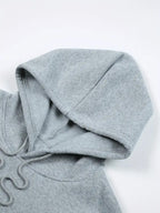 Single Hooded Sweatshirt, Autumn Winter Style, Print Craft Pattern, NY Retro Lettering - Light Grey