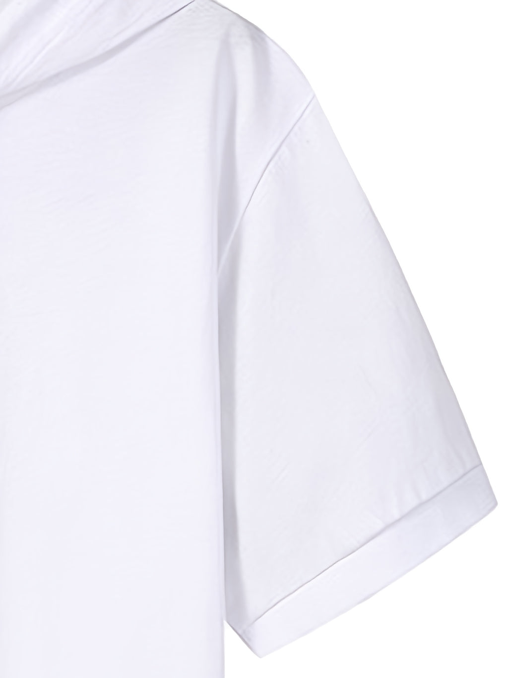 Summer Short-Sleeve Hooded Sport T-Shirt, Casual Fashion Versatile Style Men's Top,  Trendy 2-in-1 Look Hem, Drawstring Hooded Short-Sleeve Design - White