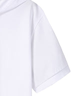 Summer Short-Sleeve Hooded Sport T-Shirt, Casual Fashion Versatile Style Men's Top,  Trendy 2-in-1 Look Hem, Drawstring Hooded Short-Sleeve Design - White