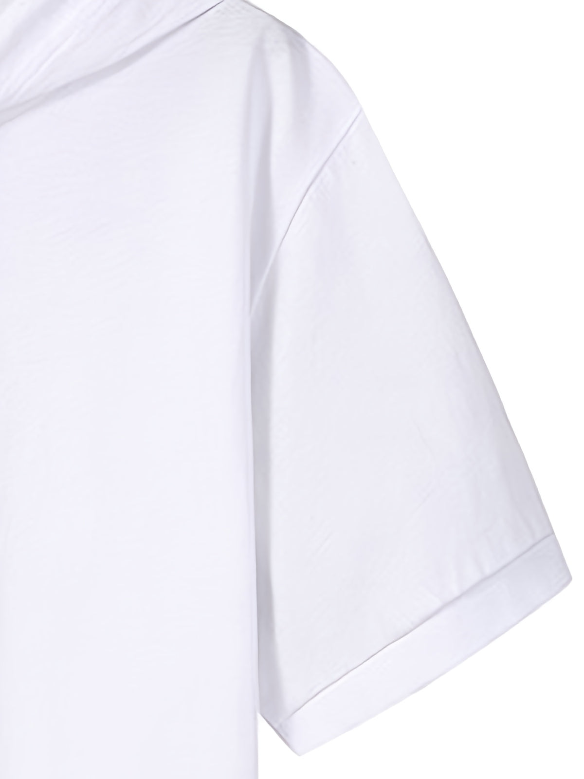 Summer Short-Sleeve Hooded Sport T-Shirt, Casual Fashion Versatile Style Men's Top,  Trendy 2-in-1 Look Hem, Drawstring Hooded Short-Sleeve Design - White