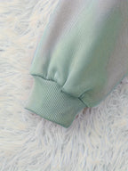 Women's Fashion Four Flower Print Casual Hooded Sweatshirt - Light Green
