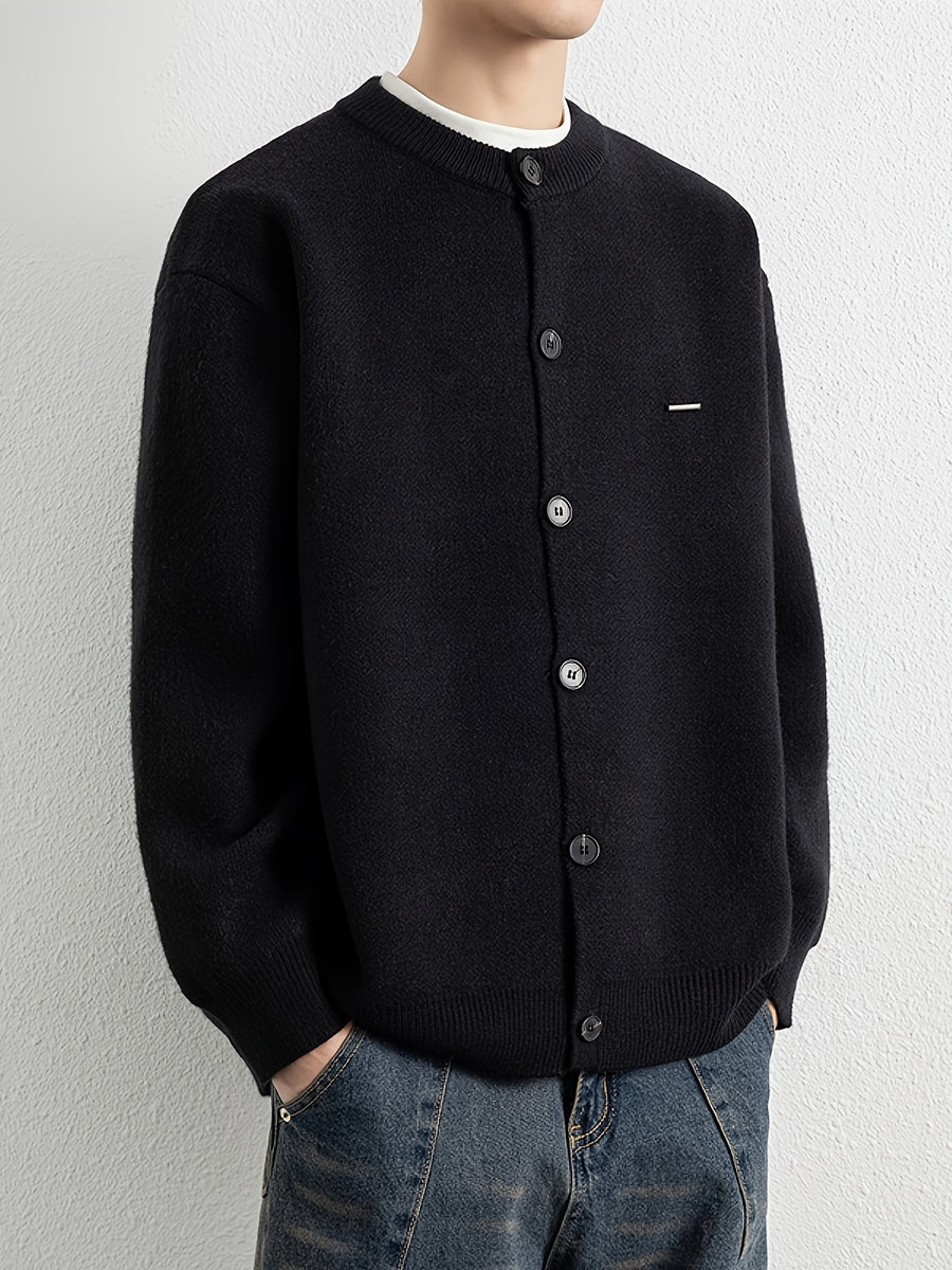 Men's Autumn Winter Trendy Versatile Warm Cardigan Sweater 25861 - Black