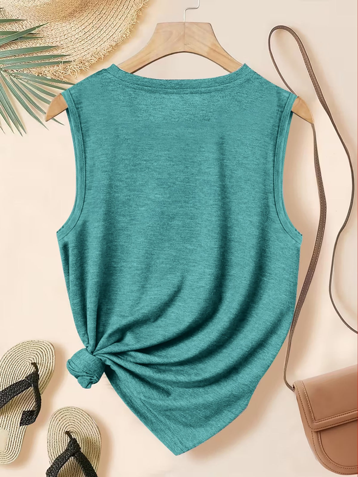 Women's Elegant Tank Top with Superman Vintage Logo Print, Soft Stretchy Round Neck Casual Vintage Style Top, Warner Bros., Suitable for Daily and Vacation Wear in Spring, Summer, and Autumn, Sizes S-XXL, Fashionable and Breathable Design - Peacock Blue