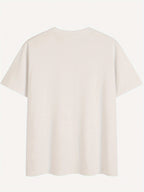Graphic Print Drop Shoulder T-Shirt, Short Sleeve Crew Neck Casual Top for Spring & Summer, Women'S Clothing - Cream