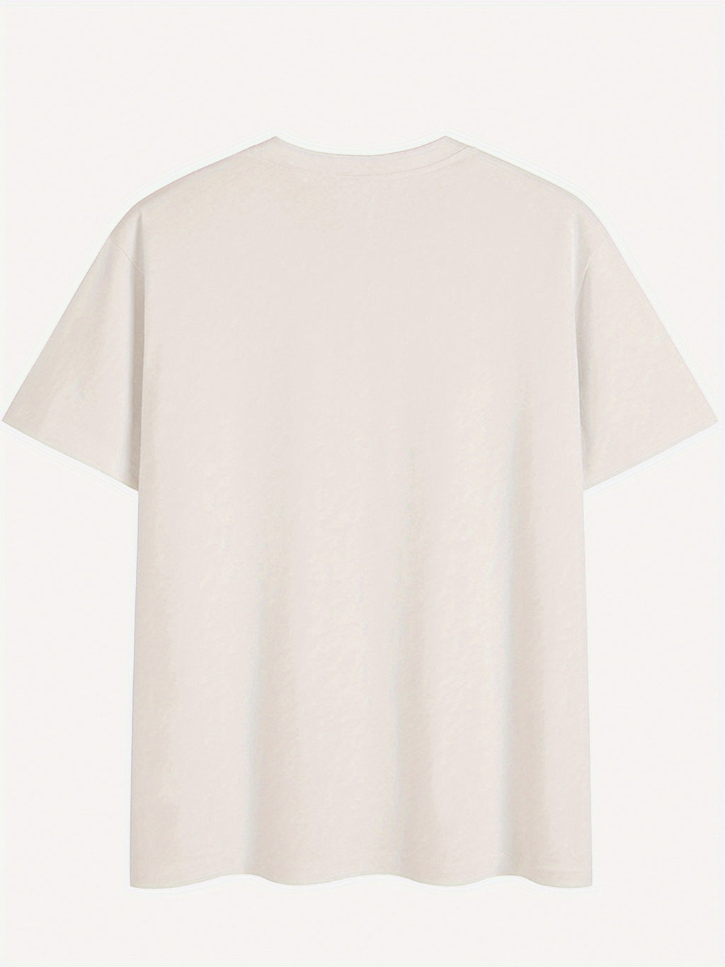 letter print drop shoulder t-shirt, short sleeve crew neck casual top for spring & summer, Women's clothing - Cream