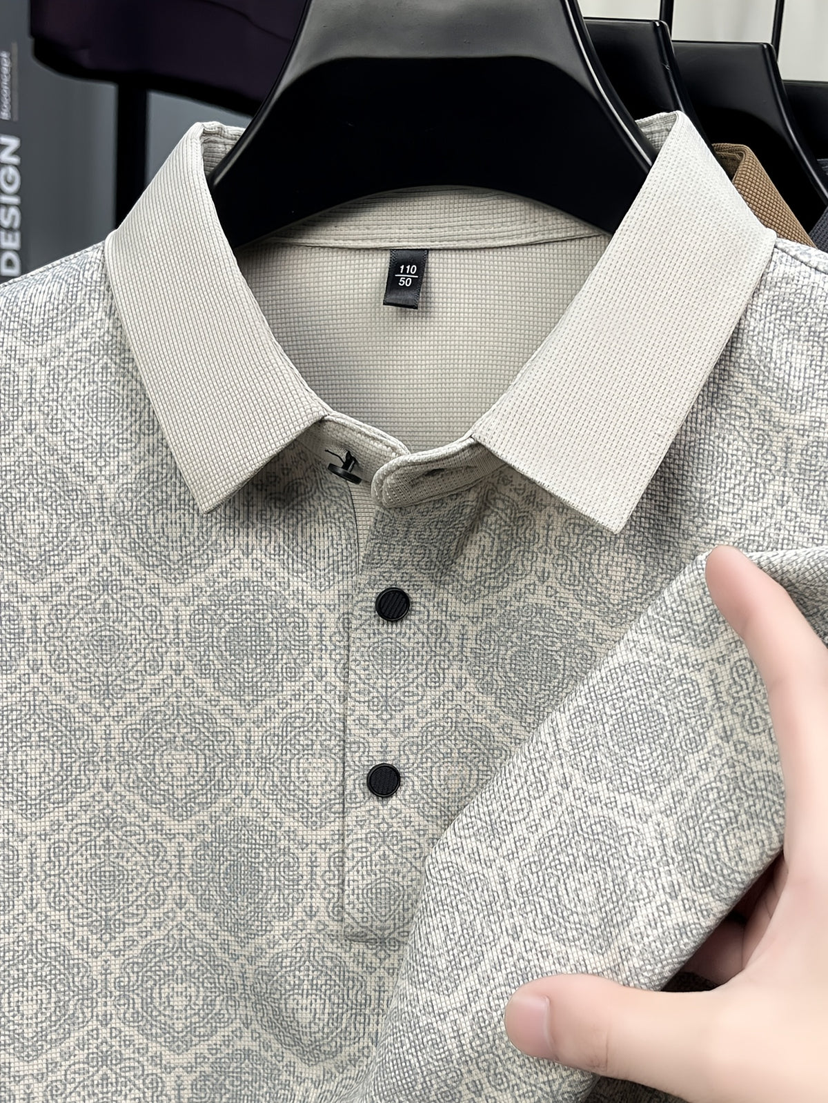 Summer Short Sleeve Men'S Print T-Shirt, Basic Style Versatile Commuter Top, Casual Men'S Athletic Wear, Golf Tennis Training Outfit, Men'S Office Commute Attire, Middle-Aged Men'S Outdoor Clothing - Beige