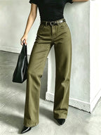 A10050# Simple and Stylish Jeans - Olive