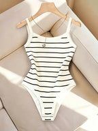 Women'S Casual Spicy Style One-Piece Top, Black And White Striped Square Neck Thin Strap Slim Fit Camisole, Suitable for Spring And Summer Dates And Street Wear - Mixed colors