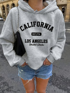 Letter Print Hooded Sweatshirt for Autumn And Winter, Women'S Clothing - Grey