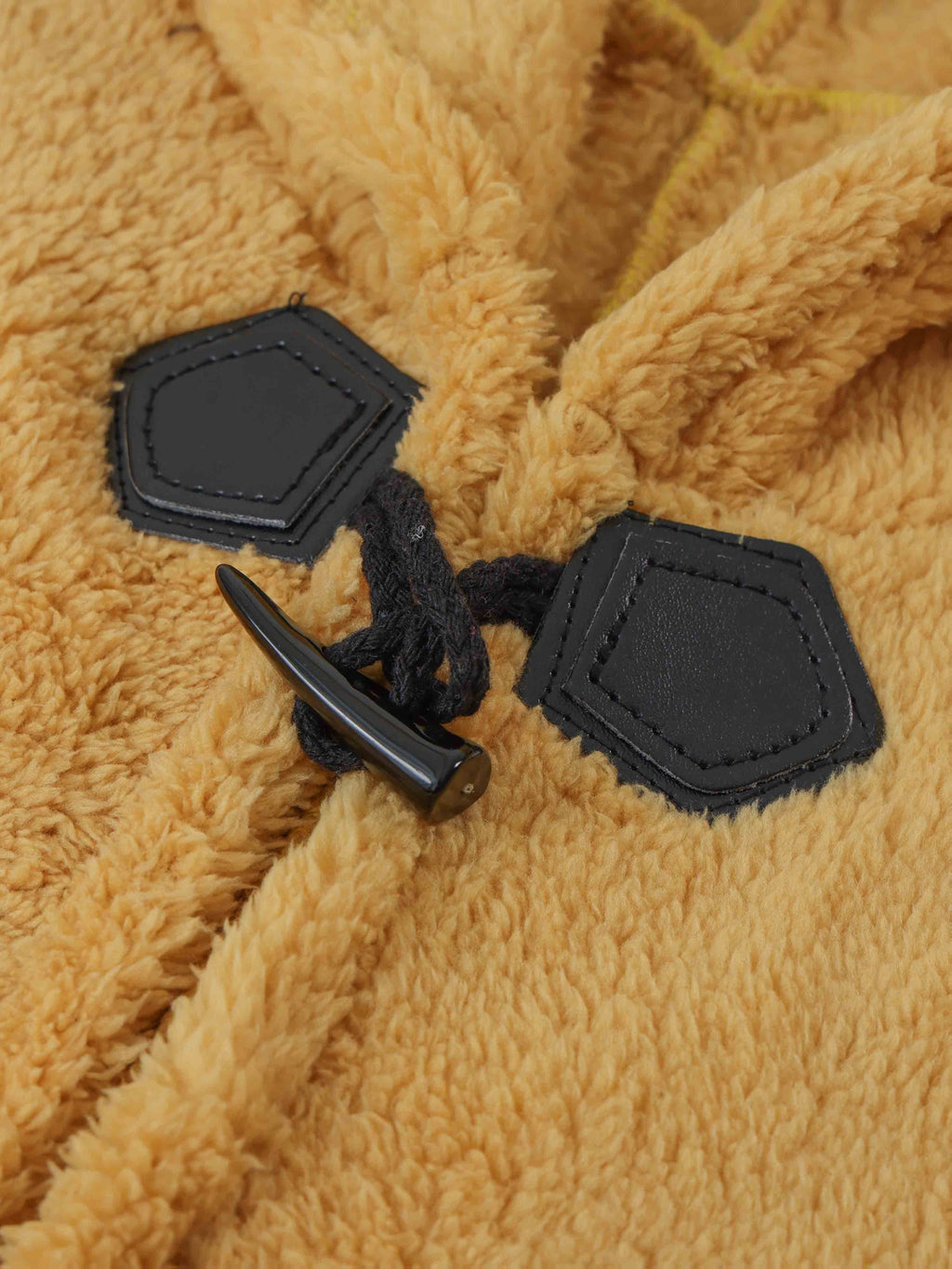 Plus Size - 1pc Faux Horn Button Size Free Solid Color Fashion Hooded Cape - ginger-colored