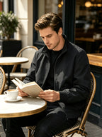 New Autumn High-End Stand Collar Top American Trend Casual Jacket Men'S Wear - Black