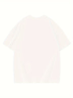 Women's Oversized T-Shirt - Loose Fit Short Sleeve Top with Letter '' Print, Round Neck Casual Summer Blouse for Spring Summer Fall, Breathable Casual Attire (Hand Washable) - White