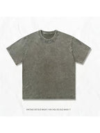 3pcs Summer Men'S Heavyweight 100% T-Shirt Set - Retro Washed Street Style Loose Round Neck Short Sleeve, Breathable All-Season Casual Tee - Combination 3