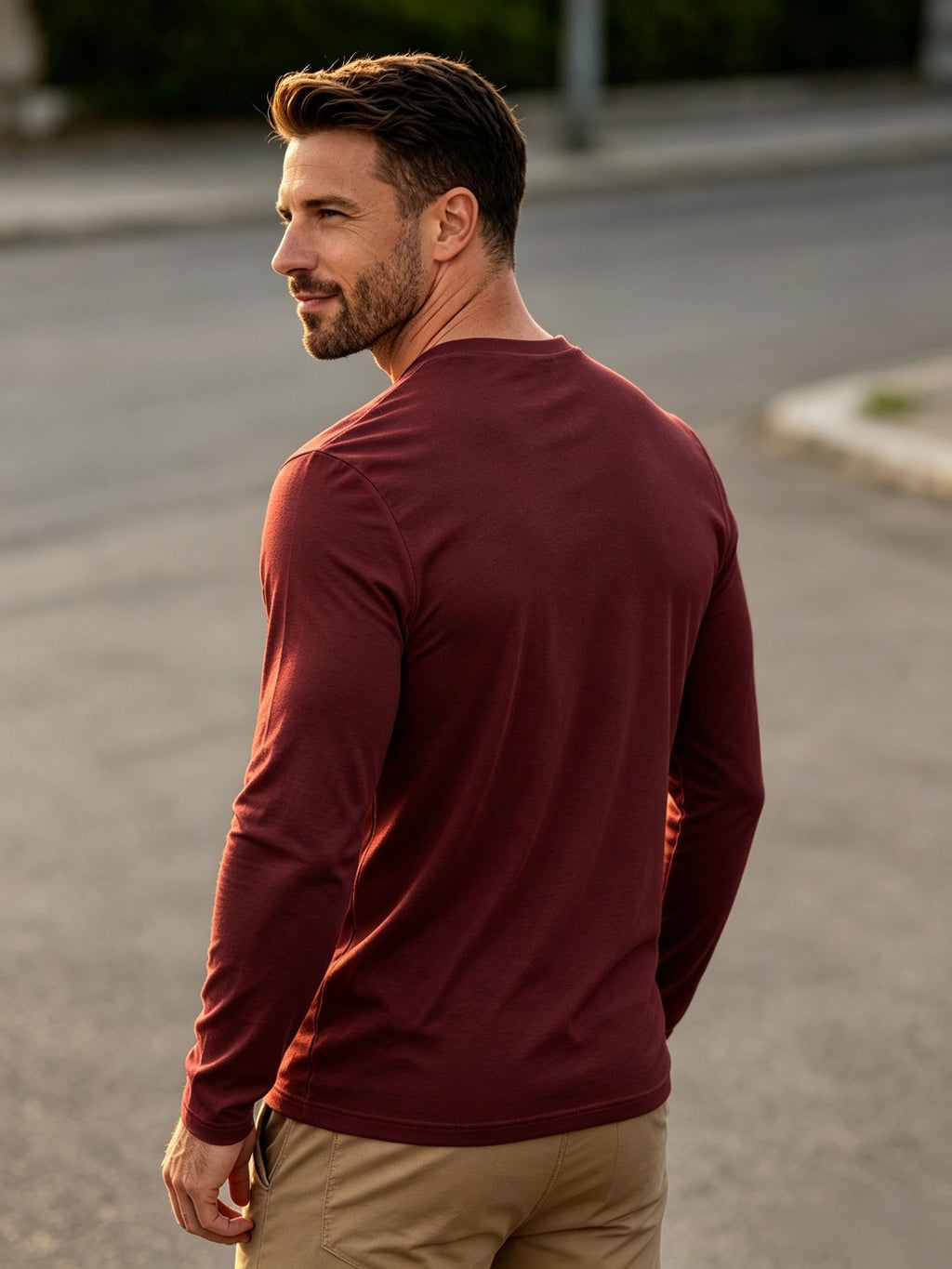 100%, 3pcs Men'S V-Neck Long Sleeve Chokers T-Shirts, Men'S Knit Sweatshirt, New Casual Athletic Ribbed Collar Top - White+Yellow+Wine Red
