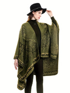 Plus Size - Plus Size - Women'S Oversized Front-Open Thick Shawl Cardigan, Casual Poncho Sweater That Can Be Worn As a Blanket, Suitable for Autumn, Winter, And Nighttime - Green