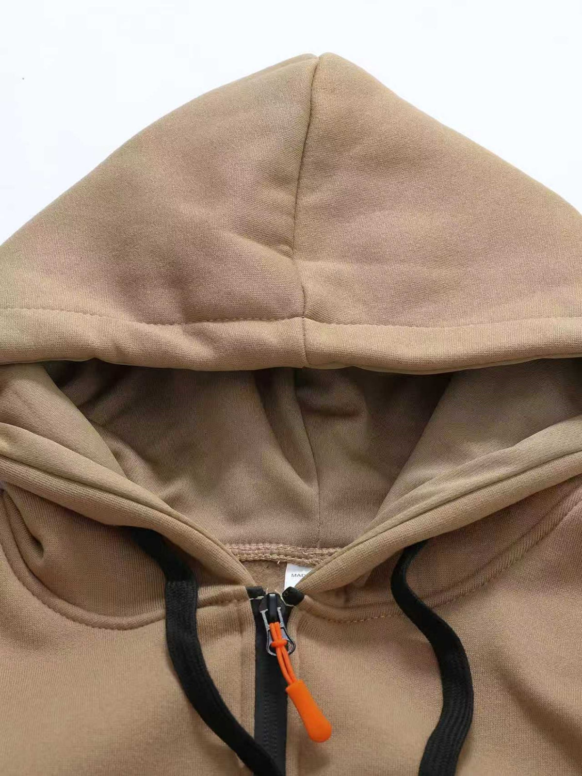 Men'S Athletic Casual Hooded Sweatshirt, Cargo Multi-Pocket Half-Zip Design Brushed K Letter Print Long Sleeve Hoodie - Khaki