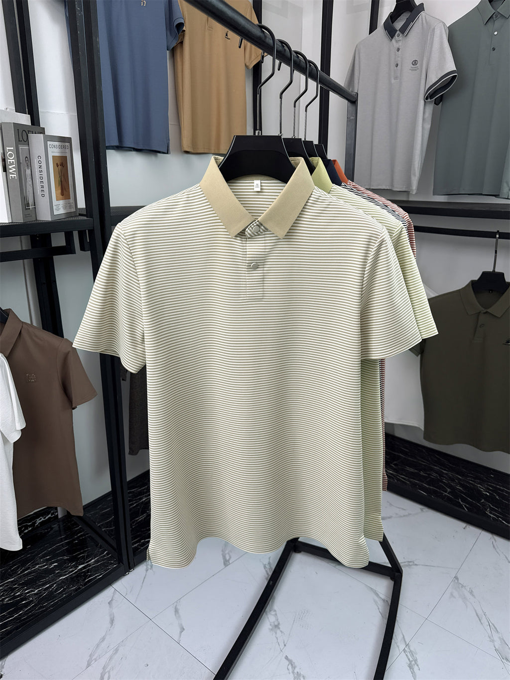 Men's Short-Sleeve Lapel Polo Shirt - Breathable Summer Business Casual T-Shirt with Striped Collar, Half-Sleeve Suitable for Office, & Semi-Formal Wear - Tongsen Store 1 (Regular Fit) - Khaki