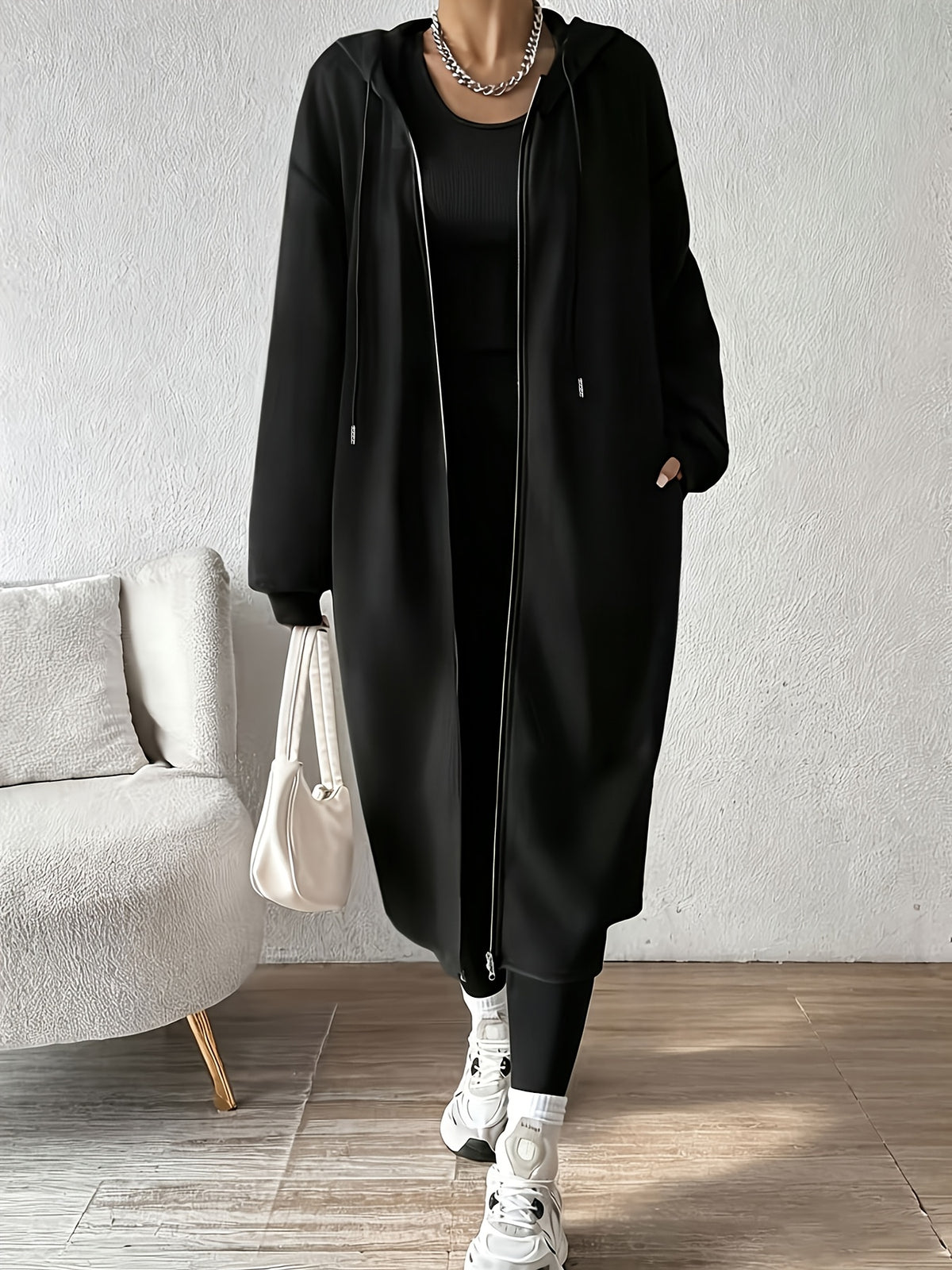 Women's Fashion Color-Block Zip-Up Jacket with Various Butterfly Pattern Prints - Black