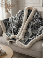 Women's Faux Trim Cape Shawl, Pea Rooster Pattern Acrylic Poncho Wrap, Open Front Sleeveless Fall Winter Outerwear - Beige Color