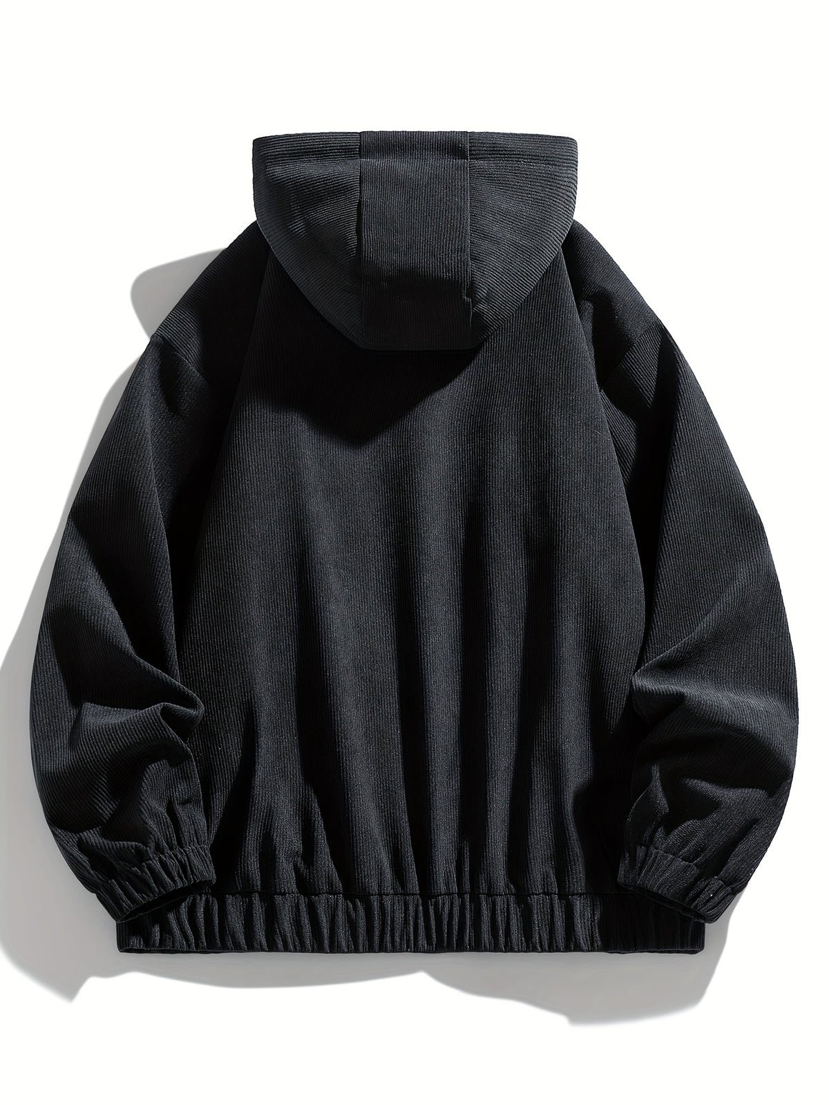 Corduroy Autumn Men'S Trendy Hooded Jacket Soft Fabric Casual Trench Coat Baseball Uniform Hooded Work Jacket 7758 - Black
