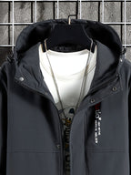 Men'S Plus Size Trench Coat with Hood, Medium Length Loose Casual Jacket - Medium Grey
