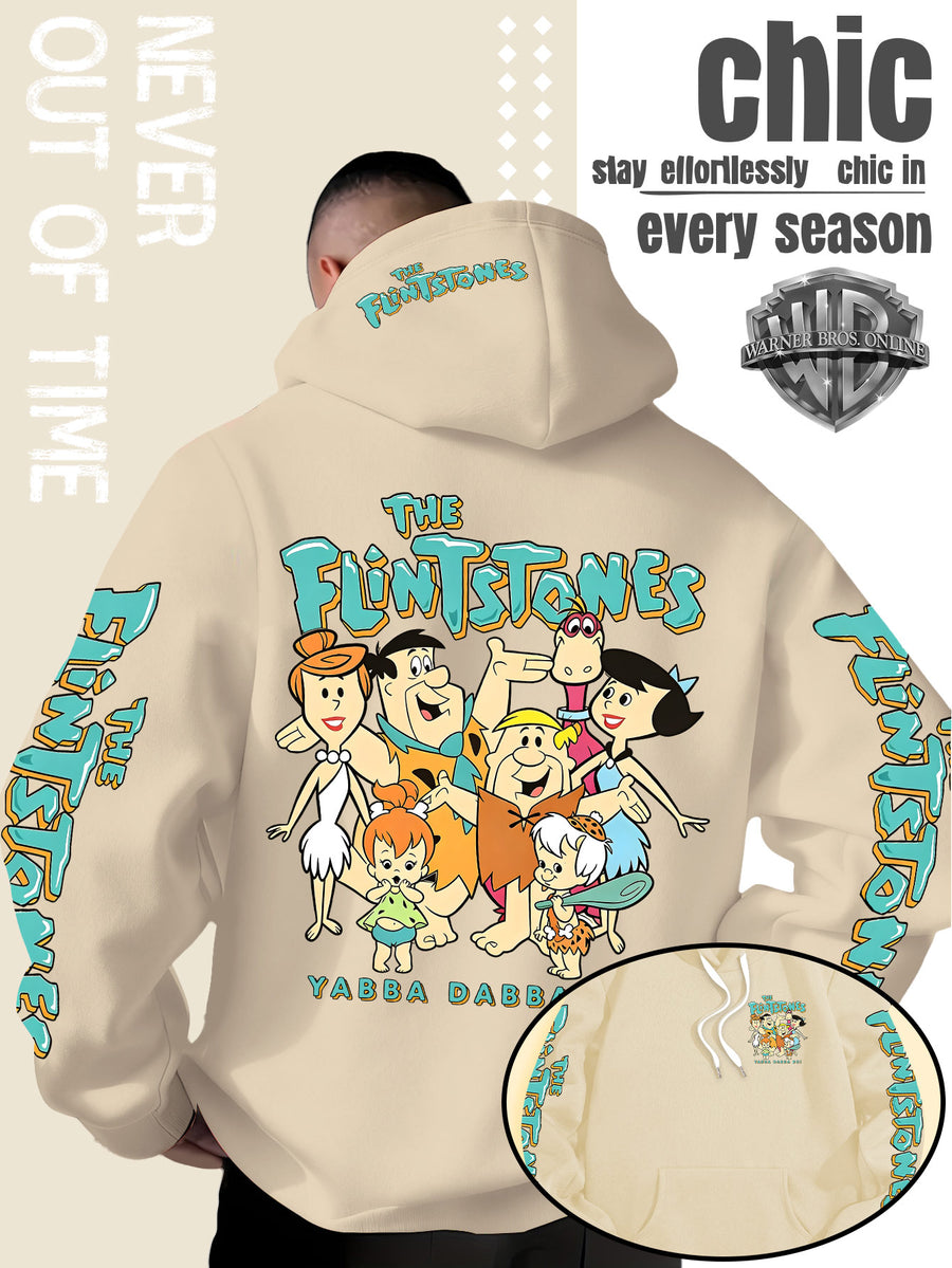 Men'S Hooded Sweatshirt Modern Original Man Cool American Retro Cartoon All Characters Happy Gathering Anime Theme Men'S Long Sleeve Hooded Pullover Sweater Autumn Winter Skin-Friendly Soft Comfortable Top Machine Washable Easy Care Durable Fabric S - Apricot
