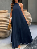 Ancient City Bohemian Style Dress, Vacation Style, Brushed Collar, Suitable for Spring and Summer, Beach Dress, Women's Long Summer Dress Apparel, Gavin - Deep Blue
