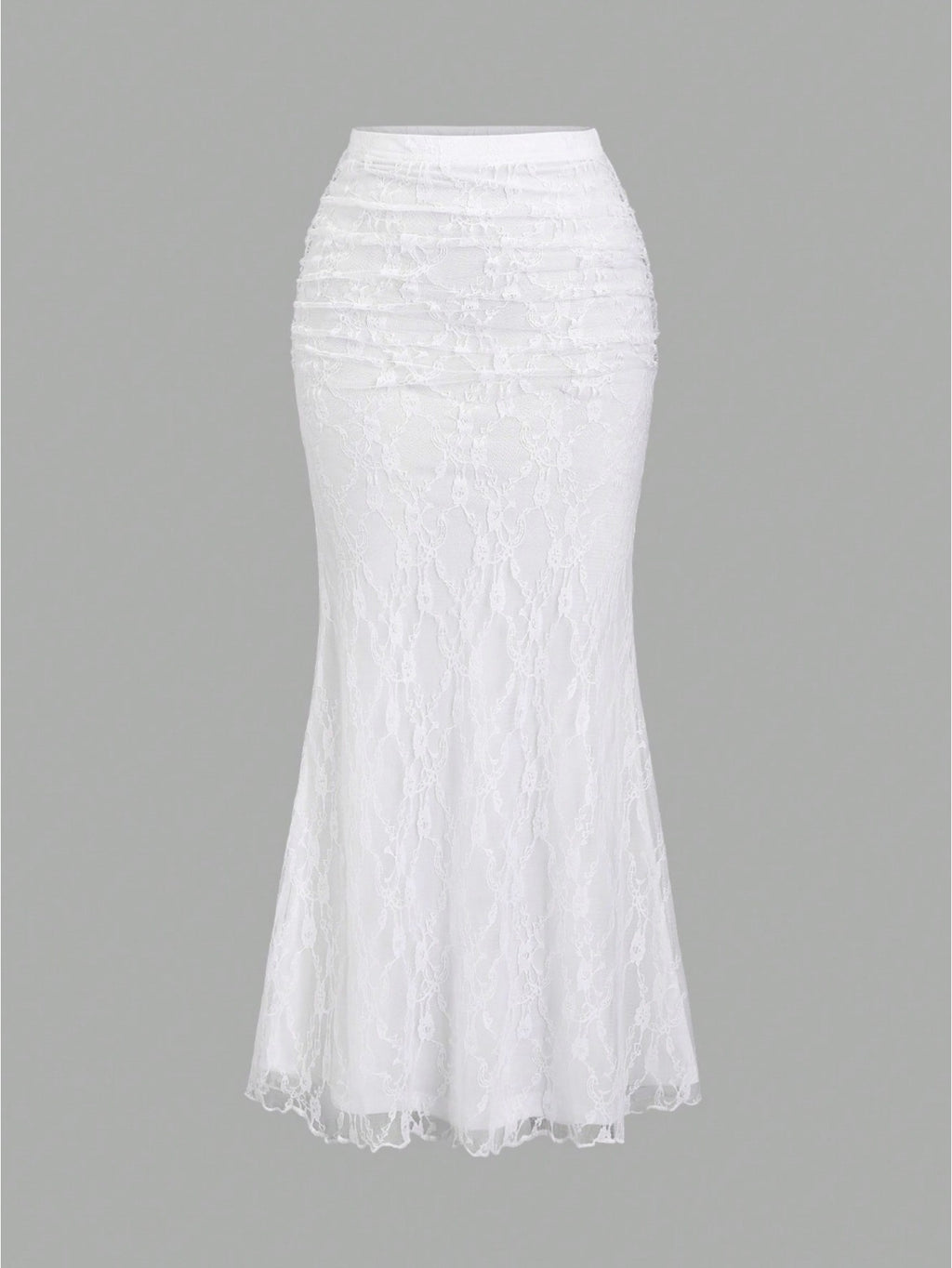 French-Style High-End Lace Mermaid Skirt for Women, Slim-Fit Commuter Daily Long Skirt - White