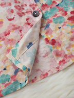 New Women's Loose-Fit Floral Print Shirt | Versatile and Elegant Top for Commuting and Vacation | Floral Print Three-Quarter Sleeve Blouse with Tummy Control | Korean-Style Gentle Vintage Hong Kong Fashion Design Lightweight Jacket | Suitable - Rose Red