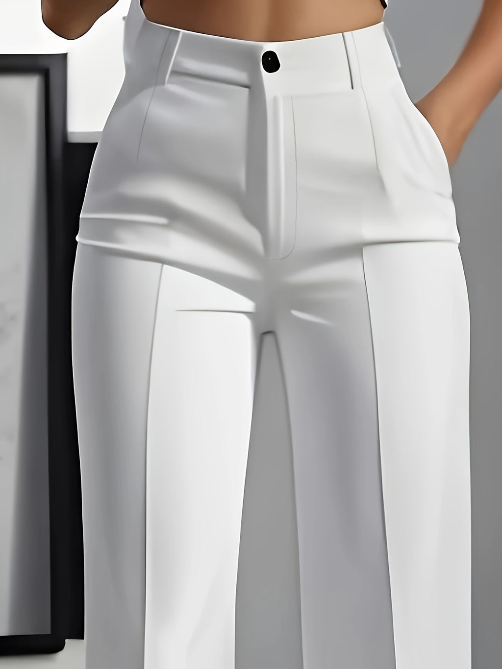Elegant Special + Women'S Solid Color Easy Trousers - White