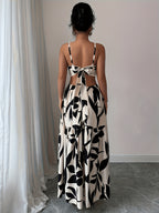 Women's Summer New Arrival Floral Dress with Thin Straps and Cinched Waist - Mixed colors