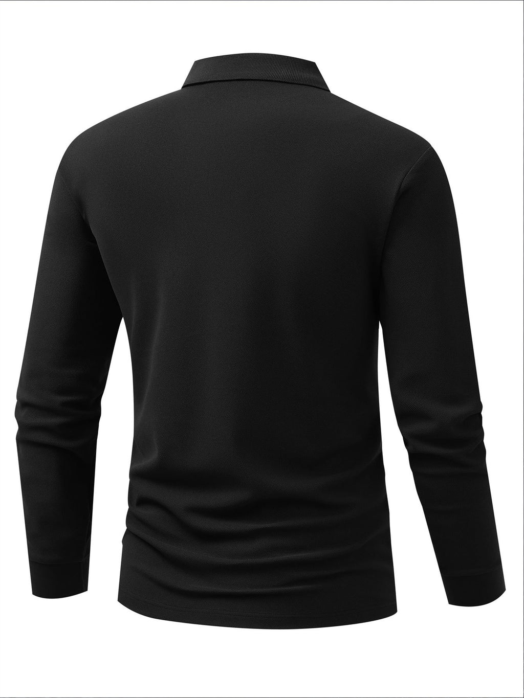 Men'S Breathable Soft Fabric Knit Polo Shirt, Fashionable MILANO Letter Print Business Top, Summer Lapel Long Sleeve Tennis Shirt Suitable for Golf And Business Casual, Gift - Black