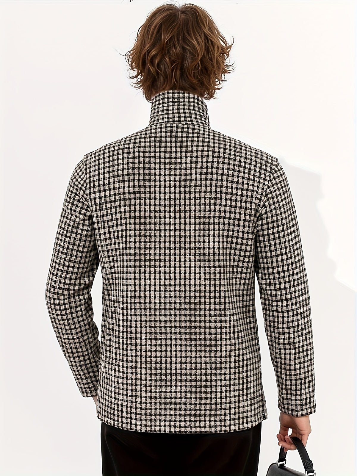 Nordic Vintage High-Neck Plaid Long-Sleeve T-Shirt for Men, Thickened for Autumn And, Soft And Warm, with a Luxurious Feel, Perfect As a Base Layer for Trendy Couples And Youth - Kakag
