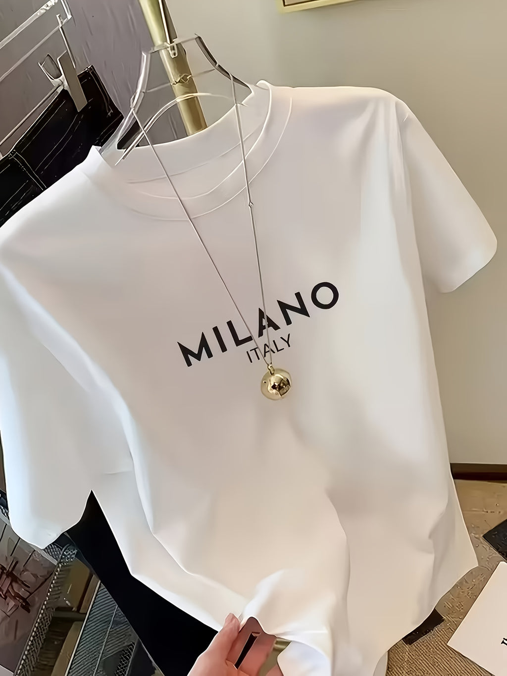 Women'S Summer Clothing "Milan Italy" Pattern Short-Sleeve T-Shirt - Casual Versatile Streetwear, Italian Flag Design, Comfortable And Fit for All Seasons, Casual Streetwear | Italian Flag Design - White