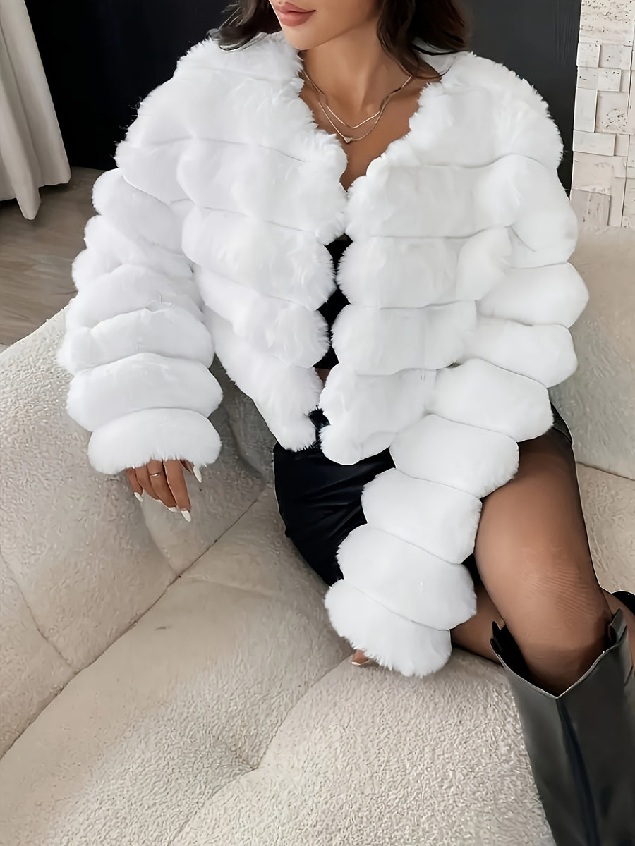 Yudomi Women's Elegant Faux Coat - White
