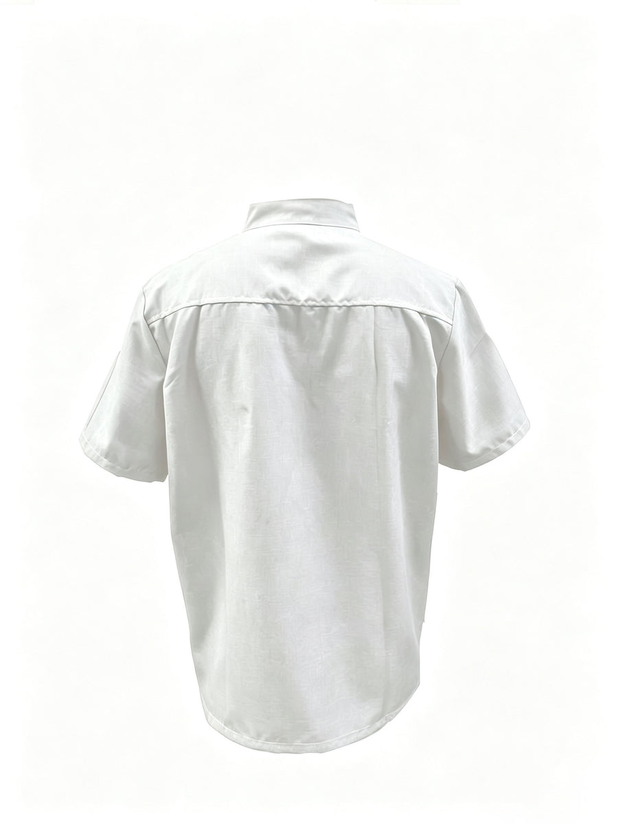 Men'S Summer Short-Sleeve Chef Uniform, Men'S Shirts, Jackets with Pockets, Polyester Fiber Material, Suitable for Hotel Kitchen Dessert Shops, Men'S Gifts - White