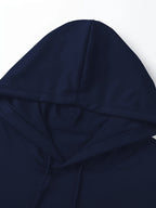 Solid Color Men's Hoodie T-Shirt, Novelty Casual Short-Sleeve Hooded Tee, Loose Fit Hooded Short-Sleeve Top, Versatile Men's Casual Knitwear, Summer Outdoor Casual Short-Sleeve Black, Vintage Fashion Trendy Apparel, Spring-Summer Vacation Outdoor - Navy Color