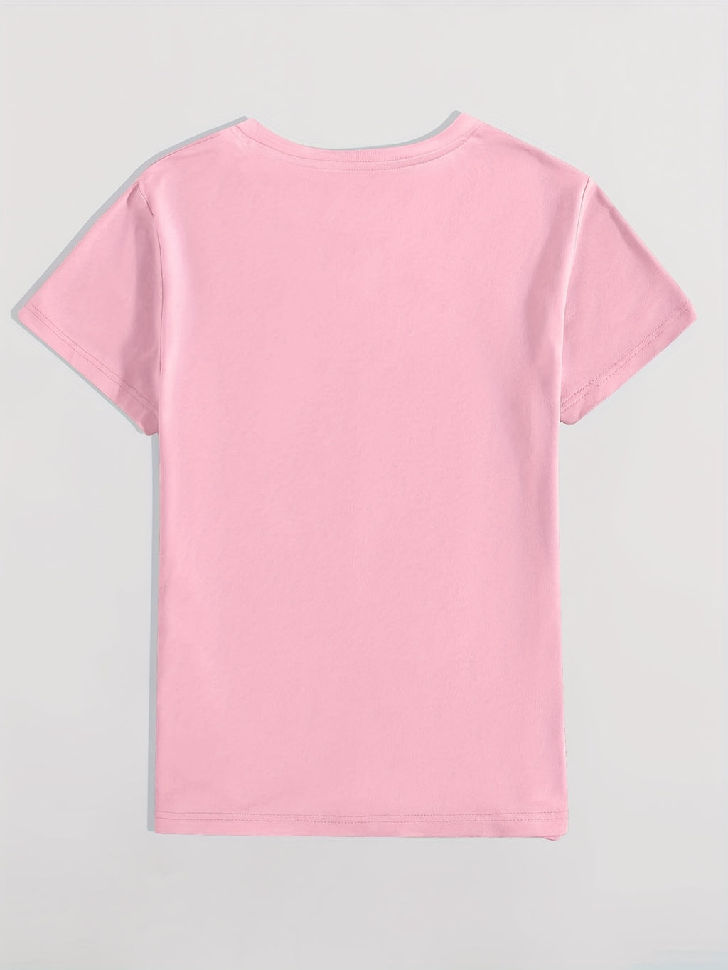 Graphic Print T-Shirt, Short Sleeve Crew Neck Casual Top for Summer & Spring, Women'S Clothing - Pink