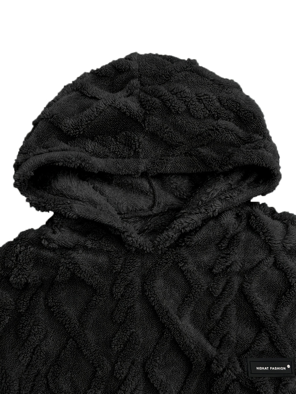 Men's Winter Casual -Lined Warm Hooded Sweatshirt, Soft Pullover with Large Pocket, Cable Knit Texture, Loose Fit, Suitable for Travel, Vacation, Outdoor, Streetwear, Daily Commuting, and as a Gift Option - Black
