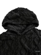 Men's Winter Casual -Lined Warm Hooded Sweatshirt, Soft Pullover with Large Pocket, Cable Knit Texture, Loose Fit, Suitable for Travel, Vacation, Outdoor, Streetwear, Daily Commuting, and as a Gift Option - Black