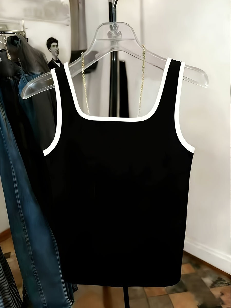 Women's New Summer Fashion Casual Versatile Decorative Design Vest - Black