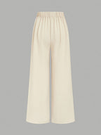 High-Waist Wide-Leg Pants, Women'S Summer Flared Skirt Design, Slim Elegant Commute Casual Trousers - Khaki