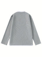 2026 Fashion Brand Print Creative Letter Pattern Mother's Day Waffle 2-in-1 Look Long Sleeve T-Shirt Men's New Casual Loose Outdoor Sports Breathable Oversize Top - Grey