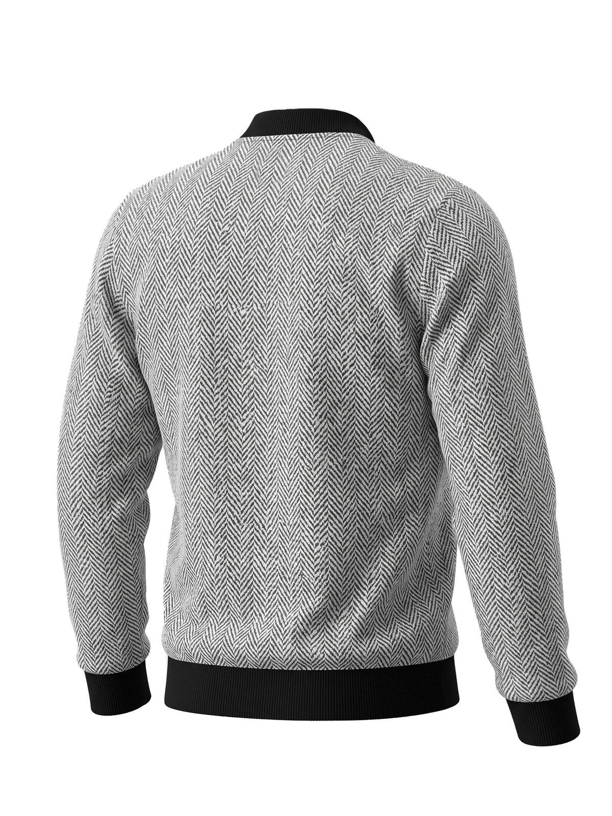 [Pearson OBM] Spring/Autumn Men'S Solid Color Unique Jacquard Texture Fabric Casual Fashion Zipper Jacket Coat - White