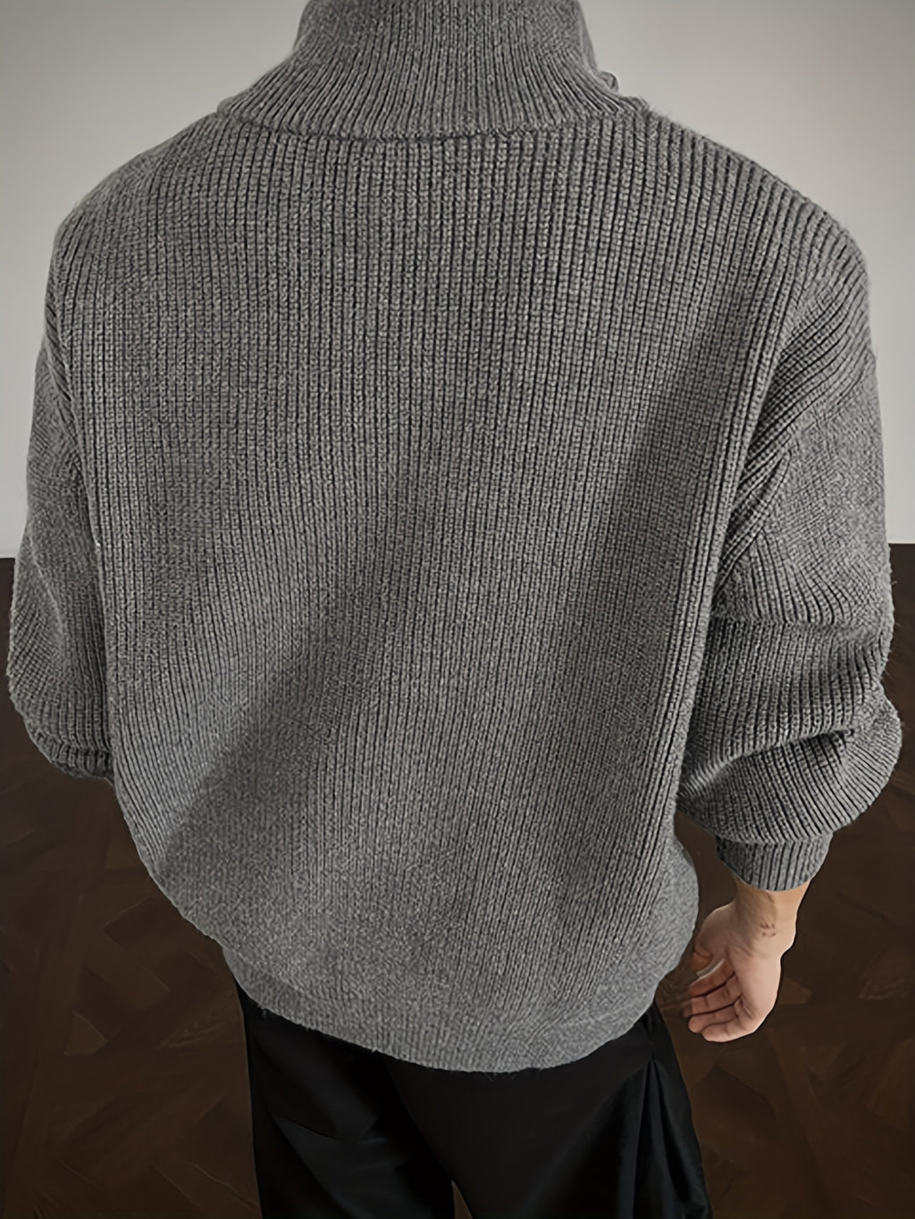 Men'S Fashion High-Weight Solid Color Casual Sweater Cardigan, Loose Fit. Suitable for Autumn Winter Daily Casual Wear, Knit - Grey