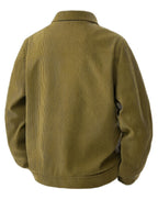Men'S Trendy Corduroy Lapel Cargo Jacket Solid Vertical Texture Casual Long Sleeve Jacket Commuter Top - Khaki