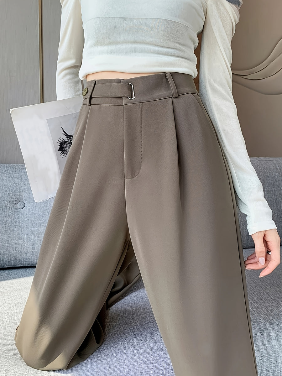 2026 New Summer High-End Women's Suit Pants, High-Waist, Draped Straight-Leg, Slim Fit, Wide-Leg Trousers, Belt-Free, Essential Versatile Workwear for Spring, Summer, and Autumn - Champagne