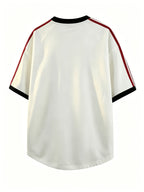 Officially Licensed by Warner Bros. Men'S 100% Crew Neck Short Sleeve T-Shirt, Superman Shield Logo Print, Vintage Sport Stripe Design, Soft Breathable Casual Tee for Summer, Daily Wear, Travel & Gym - White