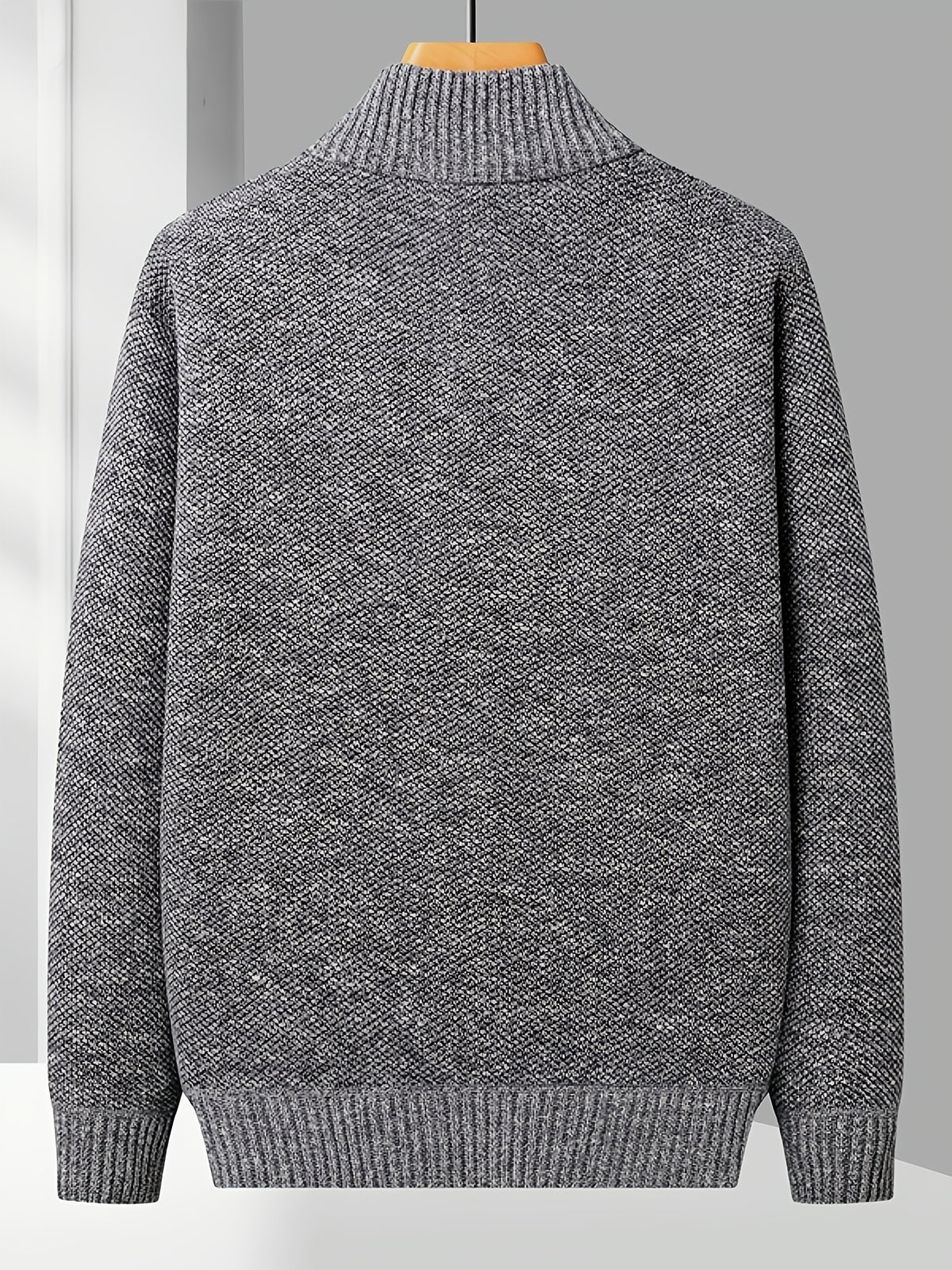 Easy And Casual Men'S Thick Knitted Cardigan, Autumn And Winter Stand Collar Zipper Top Classic Basic Style with Practical Double-Sided Pockets, Basic Style for Daily Wear of Young And Middle-Aged People - Light Grey